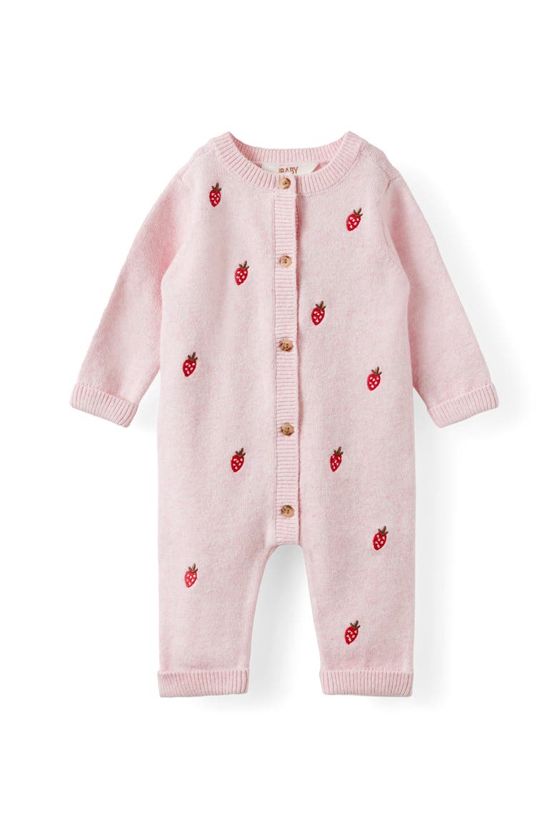 Organic Knit Long Sleeve All In One, Main, color, Pop Pink Marle Berries