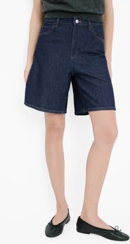 MANGO High Waist Long Denim Shorts