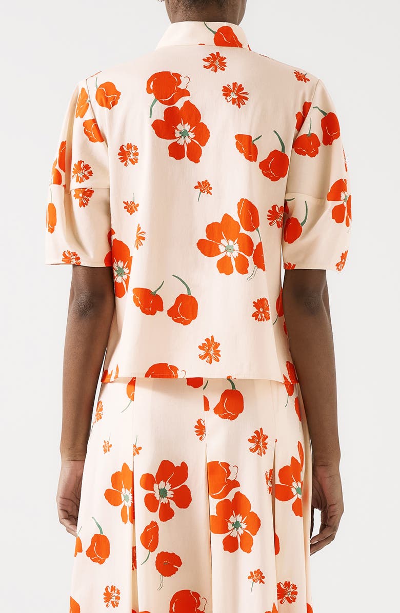 LK Bennett Flora Flora Tie Neck Top, Alternate, color, Orange