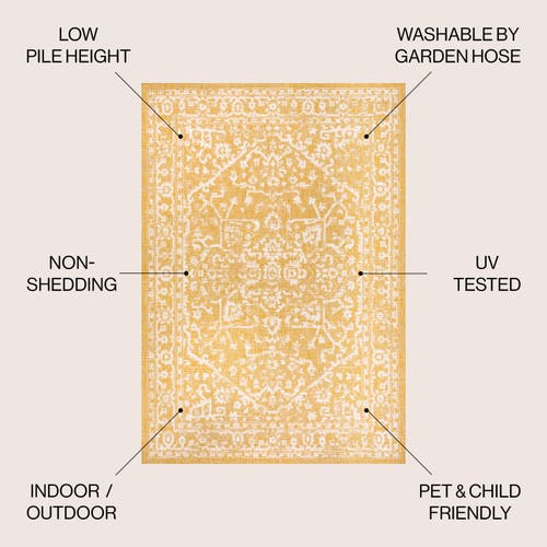 Jonathan Y Malta Bohemian Medallion Textured Weave Indoor/outdoor Area Rug In Yellow/cream