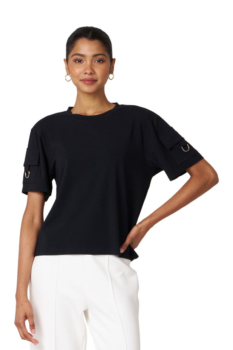 Cargo Short Sleeve Top, Alternate, color, Black