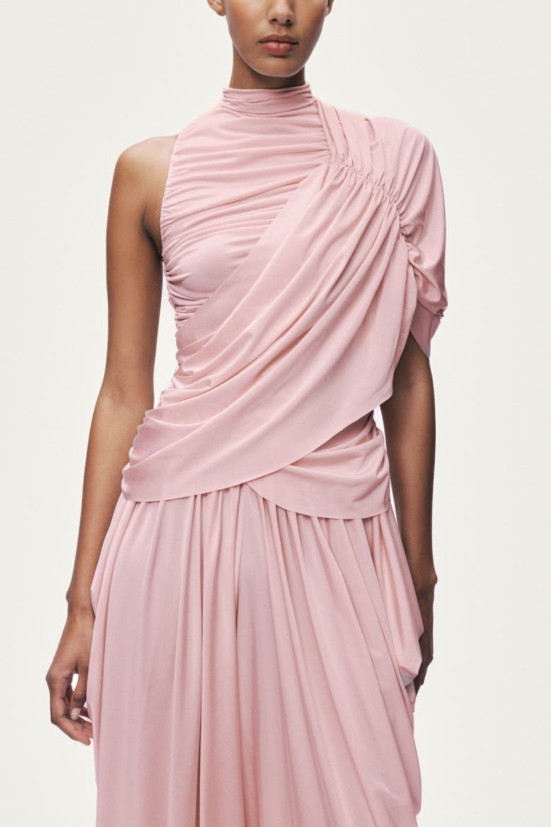 Asymmetric Sleeve Draped Blouse, Alternate, color, Pink