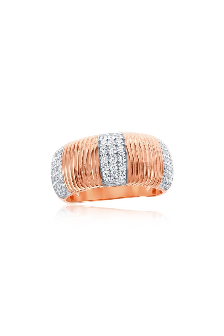 Pavé Cubic Zirconia Line Wide Band Ring, Main, color, PINK