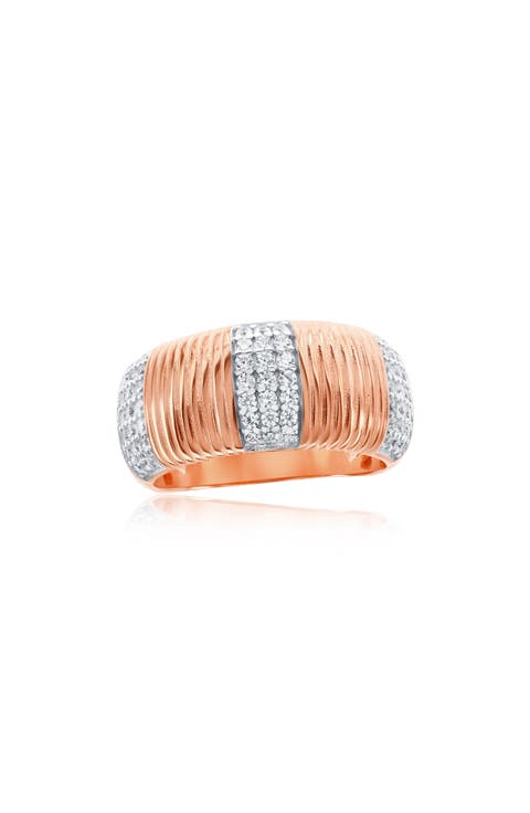 Pavé Cubic Zirconia Line Wide Band Ring