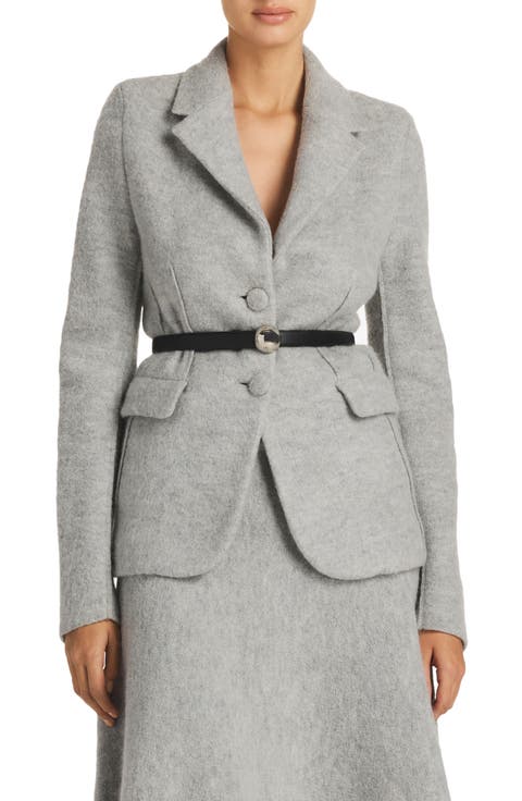 Brushed Wool Blend Belted Jacket