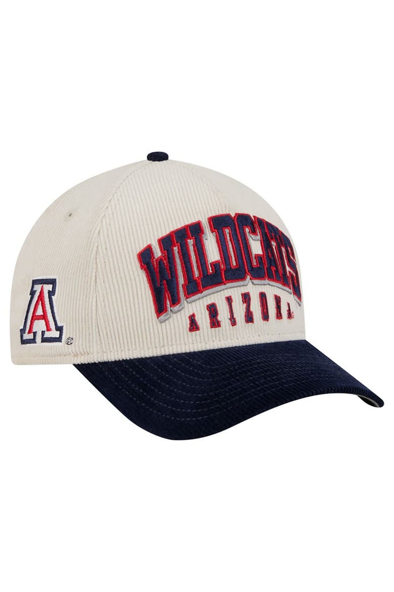 Men's New Era Navy/Cream Arizona Wildcats Arch Two-Tone Corduroy 9FORTY A-Frame Adjustable Hat, Alternate, color, Navy