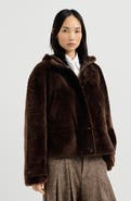 Brunello Cucinelli Shearling outerwear jacket with shiny zipper pull