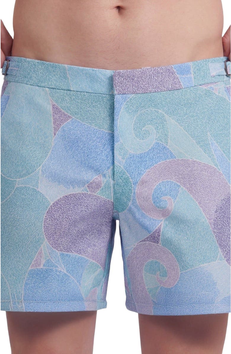 Lords of Harlech Grain Paisley Mens Tailored Swim Short, Alternate, color, Grain Paisley Teal