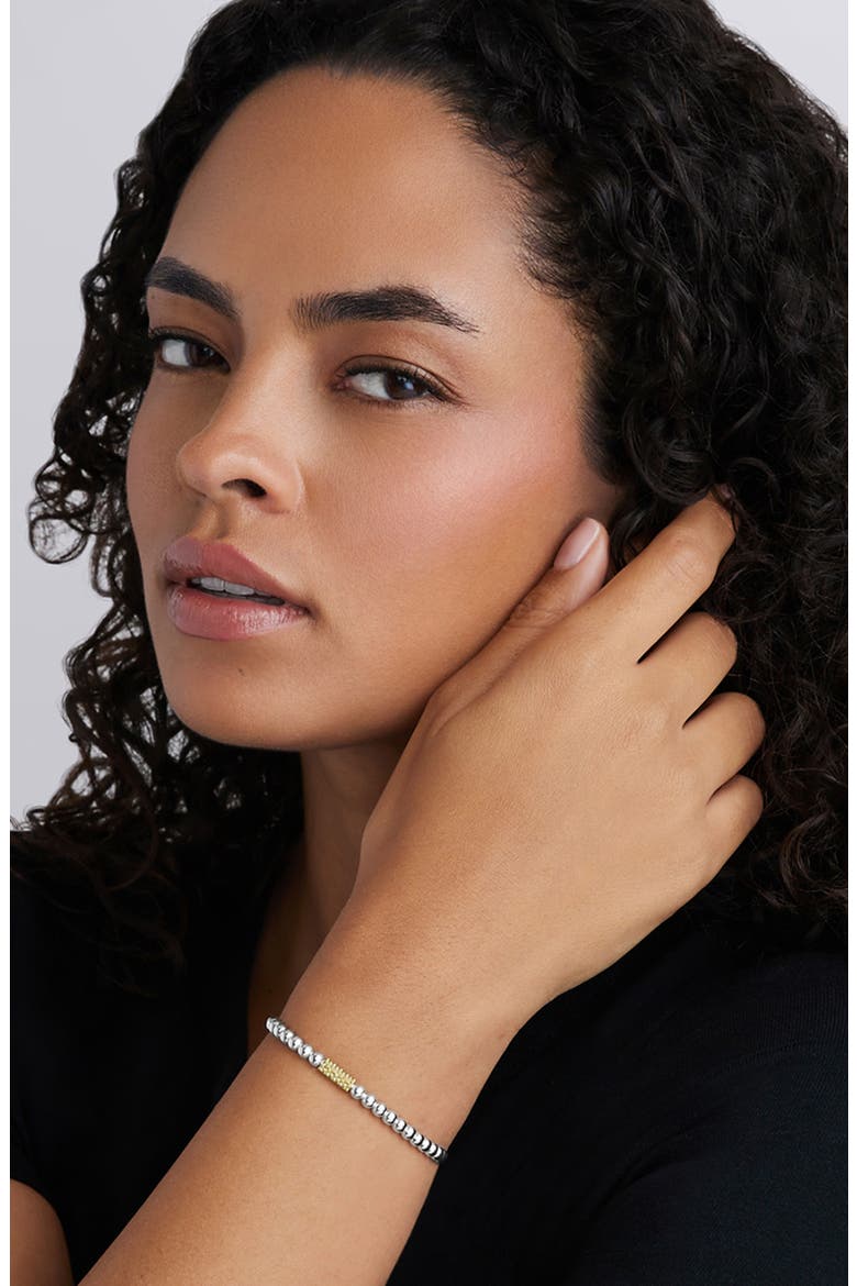 Two-Tone Caviar Icon Stretch Bracelet, Alternate, color, SILVER/ GOLD