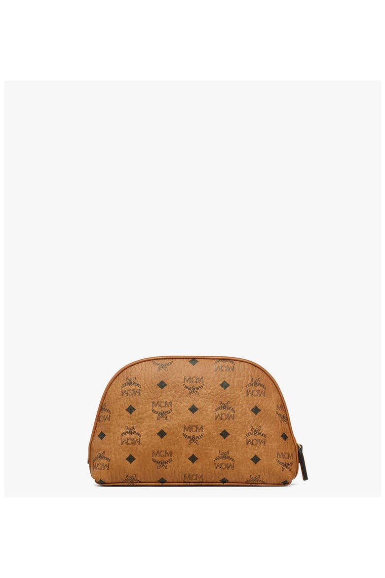 Aren Cosmetic Pouch in Visetos, Alternate, color, Cognac