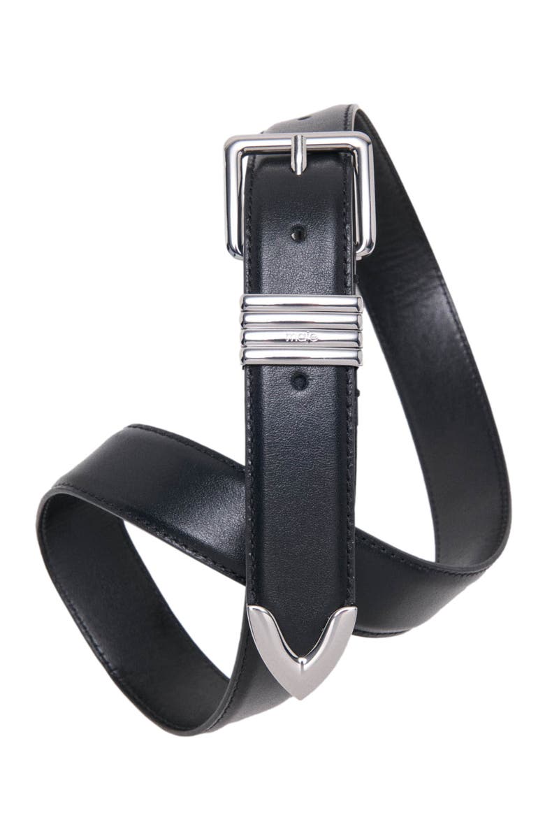 maje Smooth leather belt, Alternate, color, Black