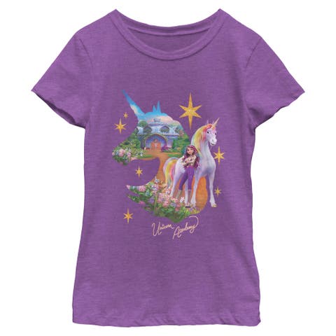 Girl's Unicorn Academy Sophia And Wildstar Silhouette  Graphic T-Shirt