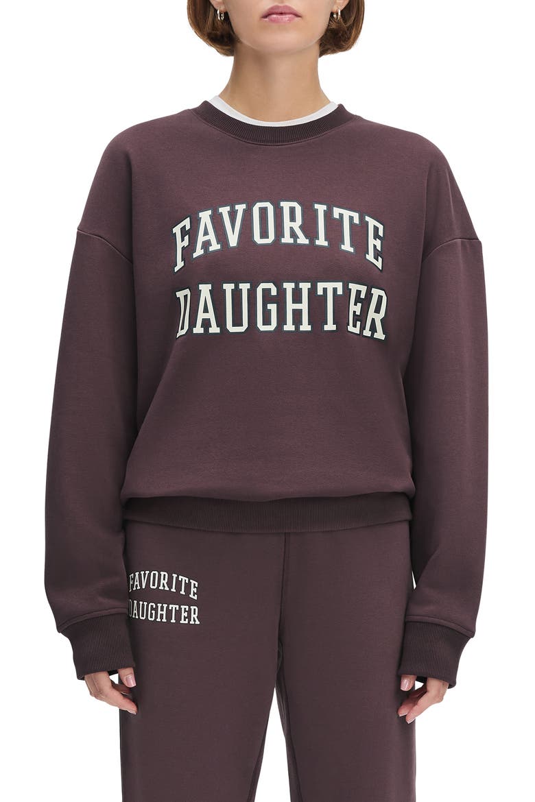 Collegiate Cotton Blend Sweatshirt, Main, color, BURGUNDY/ GARDENIA