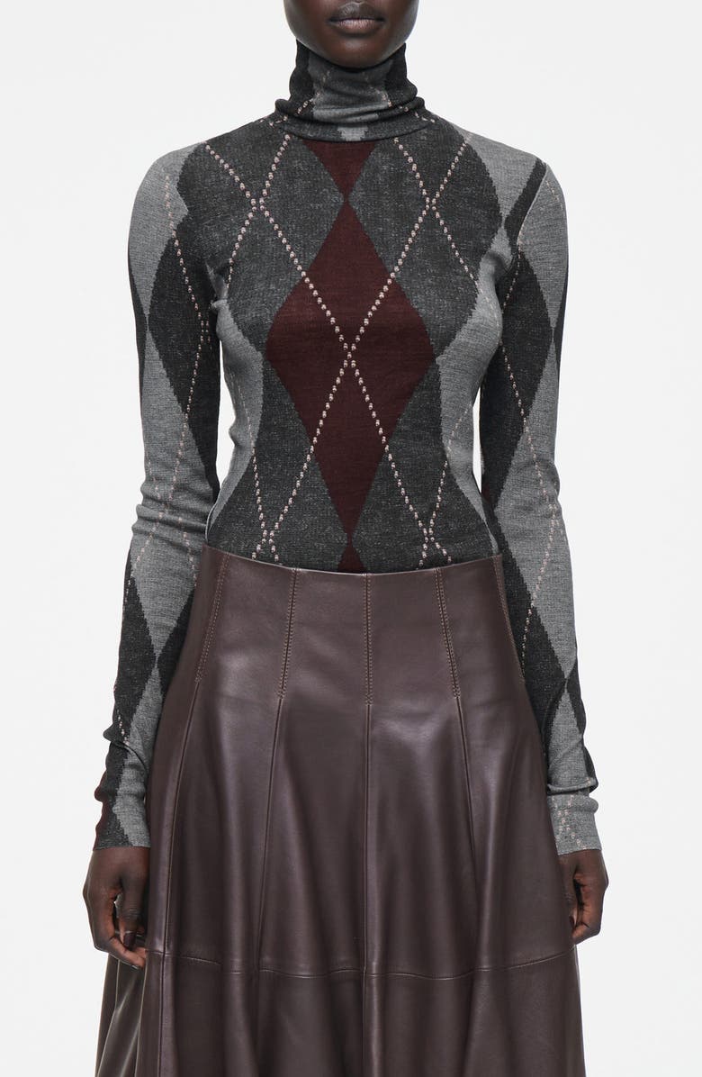 COS Argyle Wool Turtleneck Sweater, Main, color, 