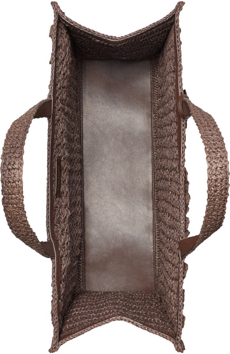 Tory Burch Ella Hand Crochet Straw Bag, Alternate, color, Dark Cocoa