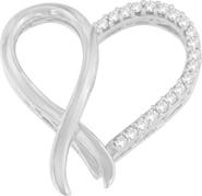 Haus of Brilliance Silver 1/4 cttw Round Cut Diamond Ribbon and Heart Accent Pendant Necklace