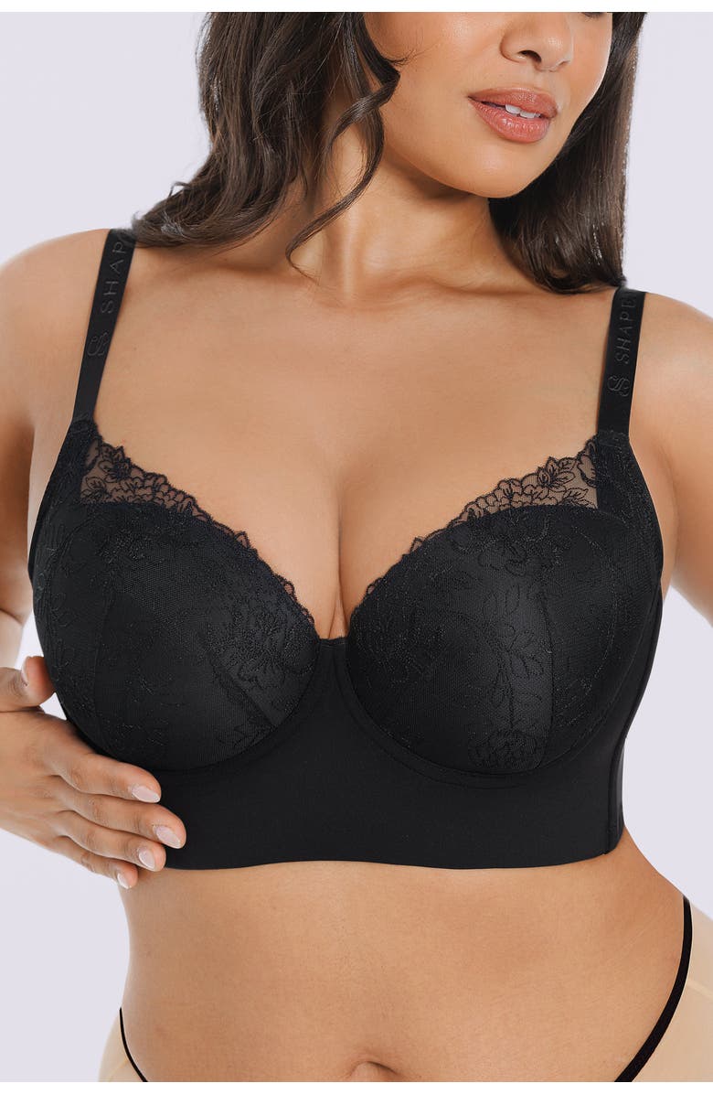 Shapellx Back Smoothing Lace Underwire Bra, Alternate, color, Black