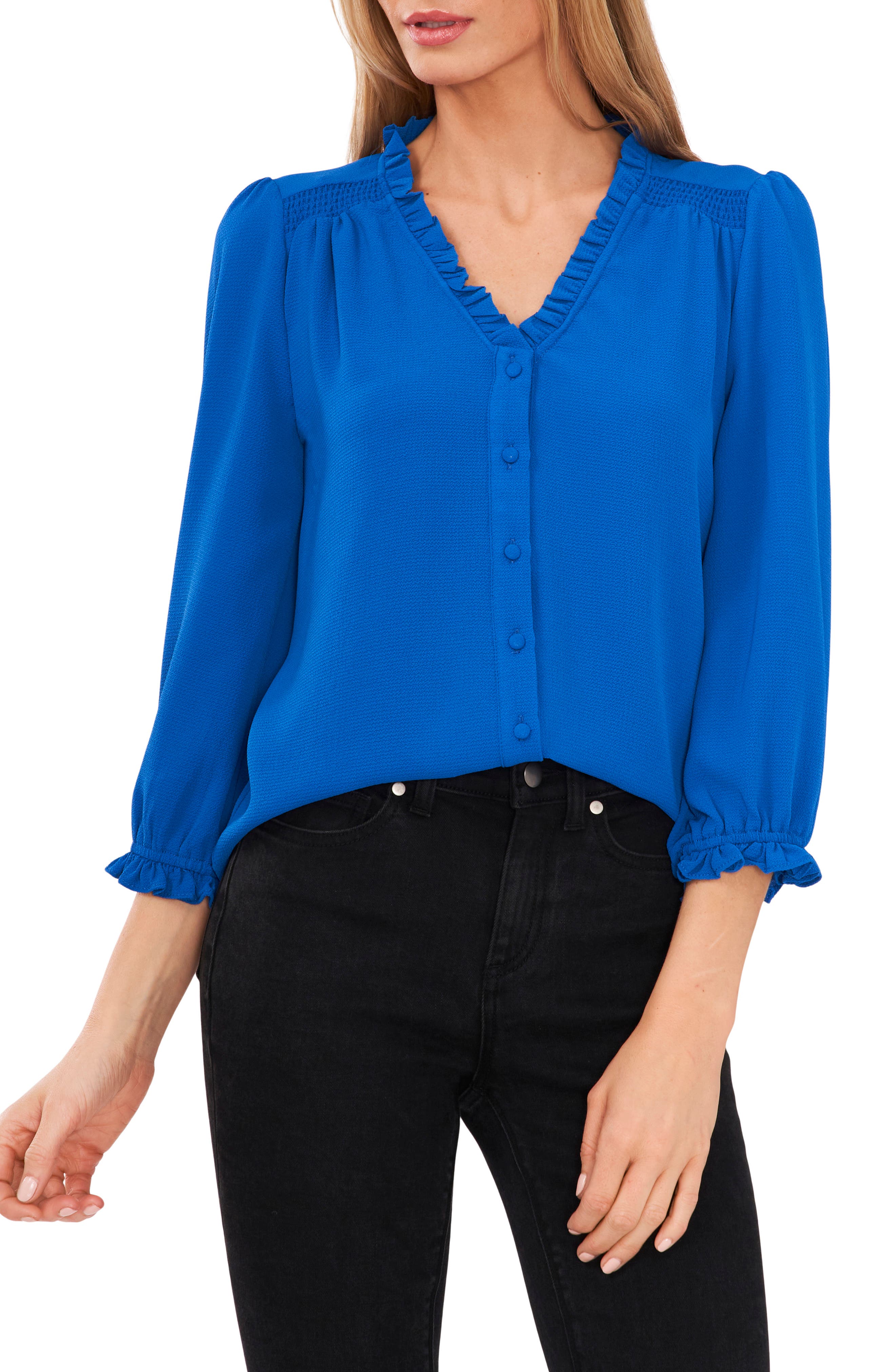Ruffle V-Neck Blouse - image 3