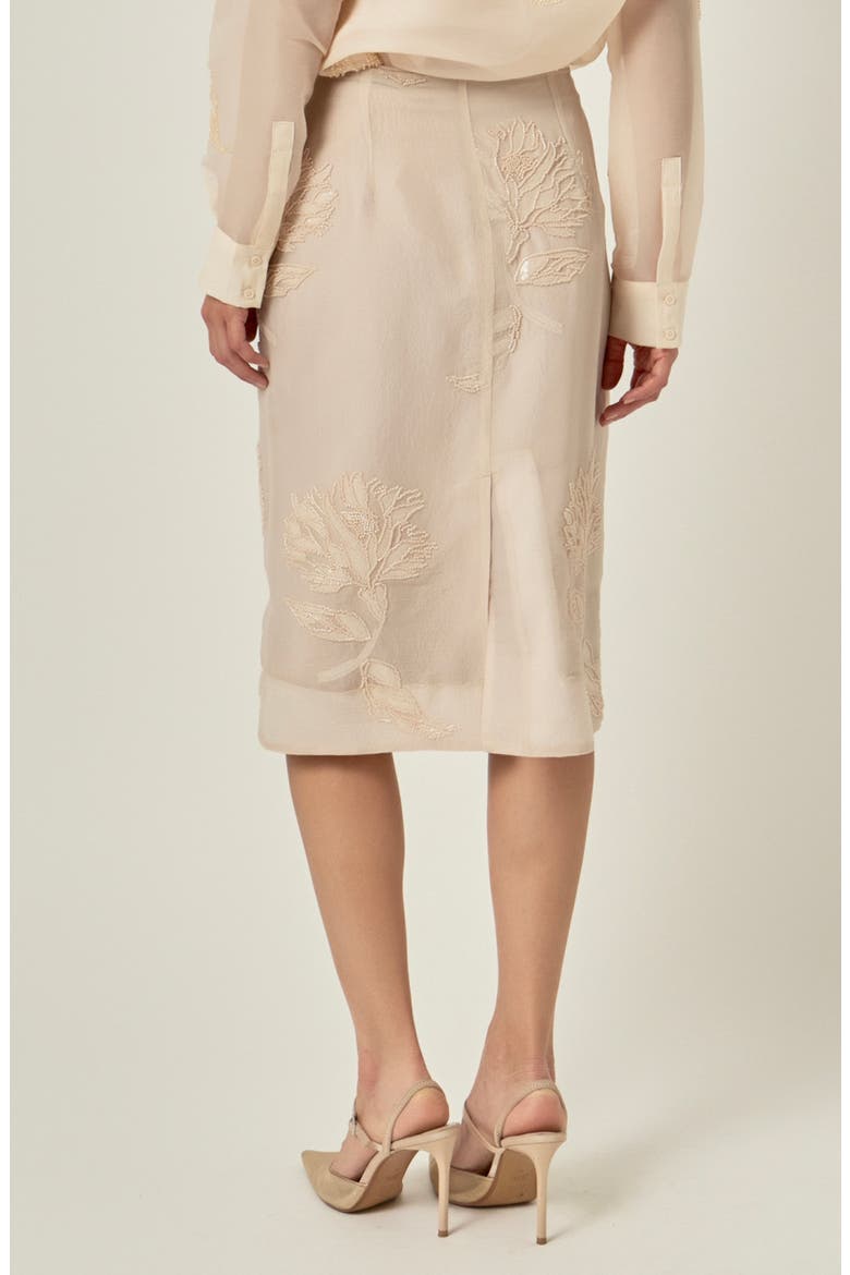 Beaded Floral Sheer Midi Skirt, Alternate, color, NATURAL