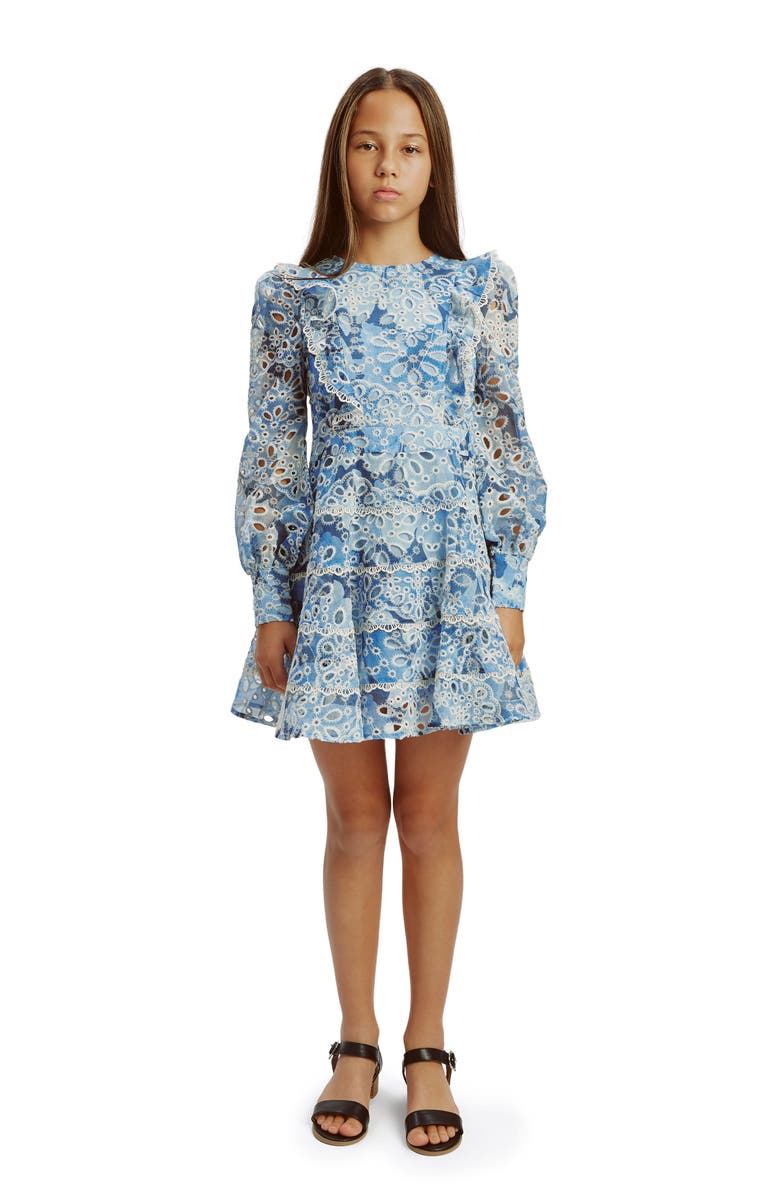 Bardot Junior Kids' Odette Long Sleeve Tiered Party Dress, Alternate, color,