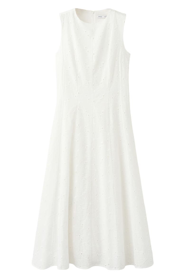Eyelet Embroidered A-Line Midi Dress, Alternate, color, WHITE