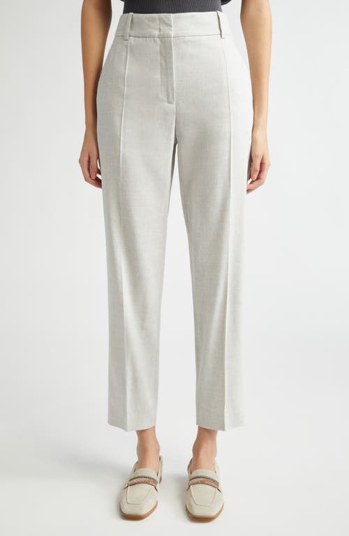 Eleventy Slim Fit High Waist Linen & Wool Pants In Light Melange Grey