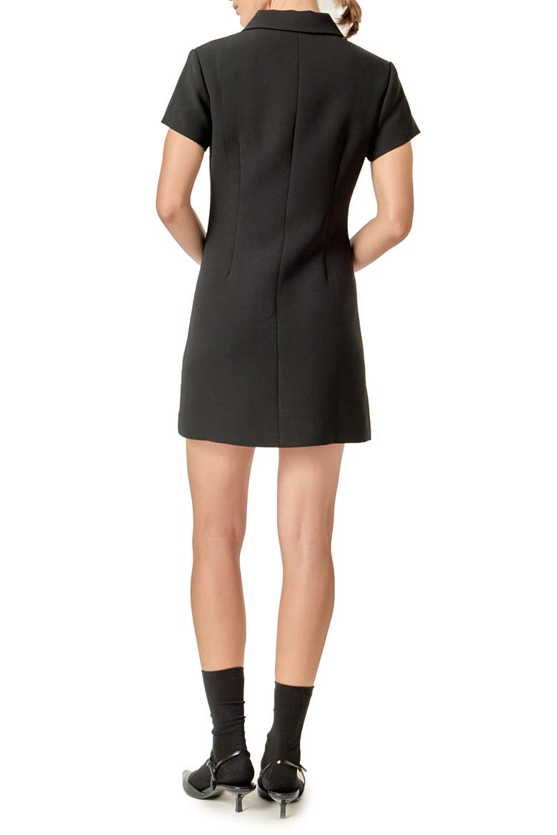 Velvet Button Mini Shirdress, Alternate, color, BLACK