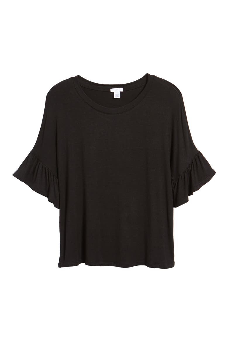Ruffle Tee, Alternate, color, BLACK