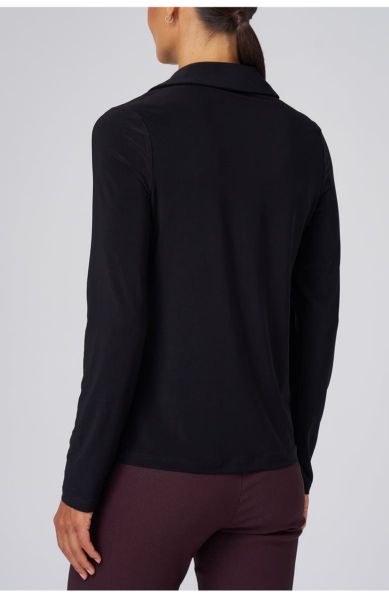 Franne Golde Luxe Stretch Jersey Button-Up, Alternate, color, Black