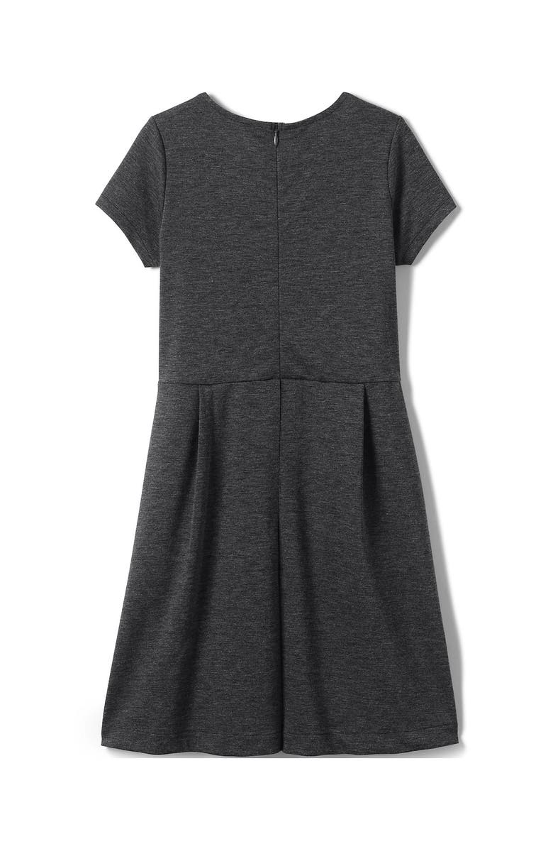 Lands' End Girls Short Sleeve Ponte Dress, Alternate, color, Charcoal Heather