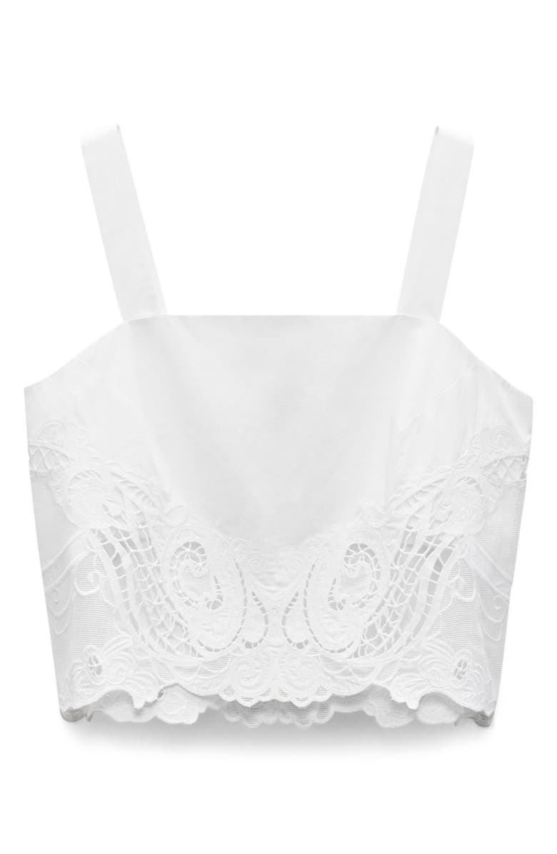 rag & bone Clem Embroidered Trim Cotton Tank, Alternate, color, White
