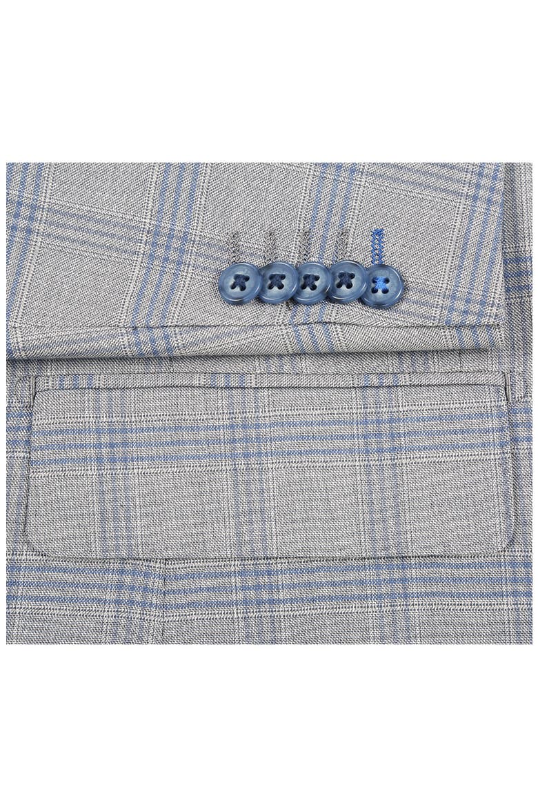 Plaid Grey Wool Blend Suit, Alternate, color, GREY/ BLUE