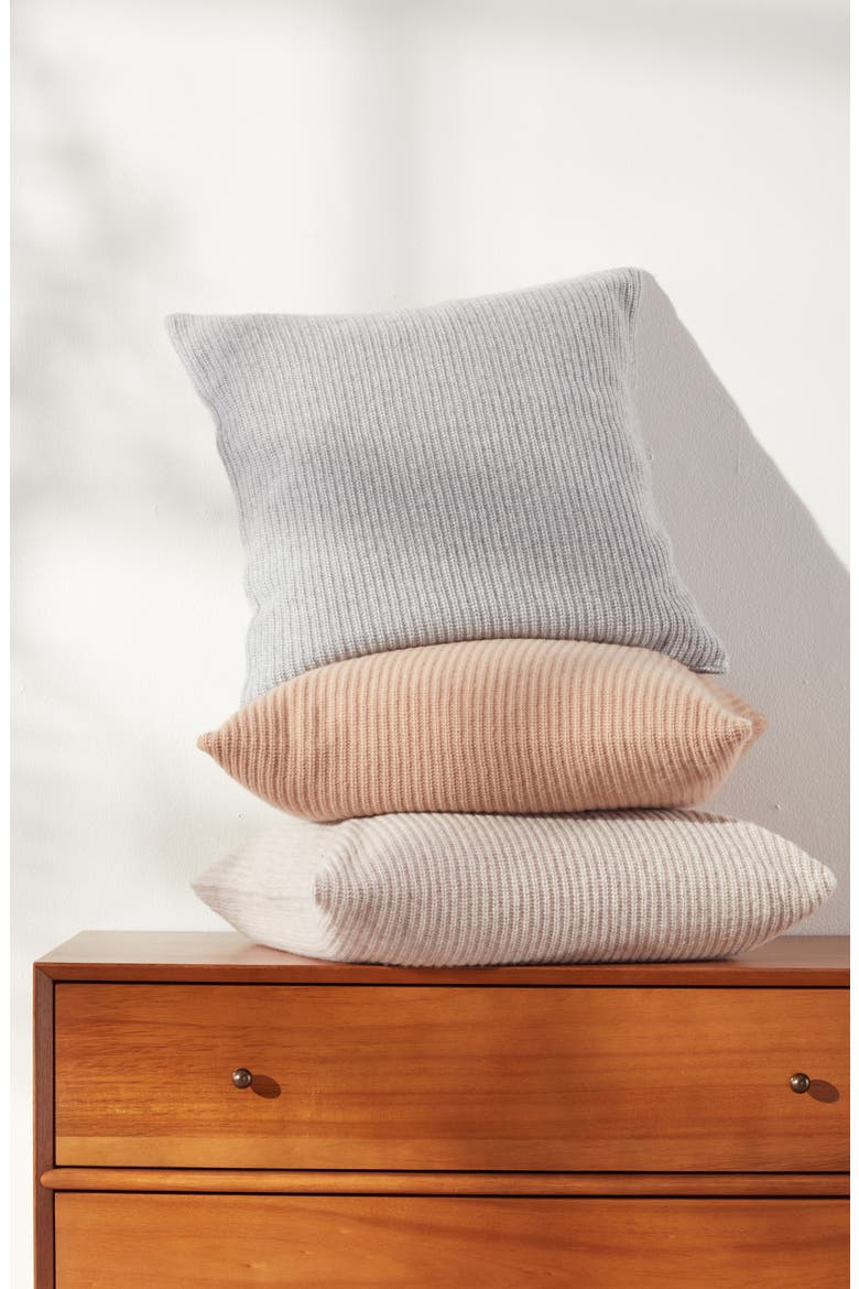Rib Wool & Cashmere Accent Pillow, Alternate, color, GREY DOVE HEATHER