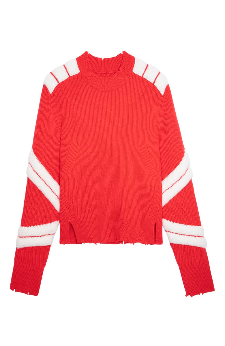 Zadig & Voltaire Georgia Stripe Merino Wool Crewneck Sweater, Alternate, color, 