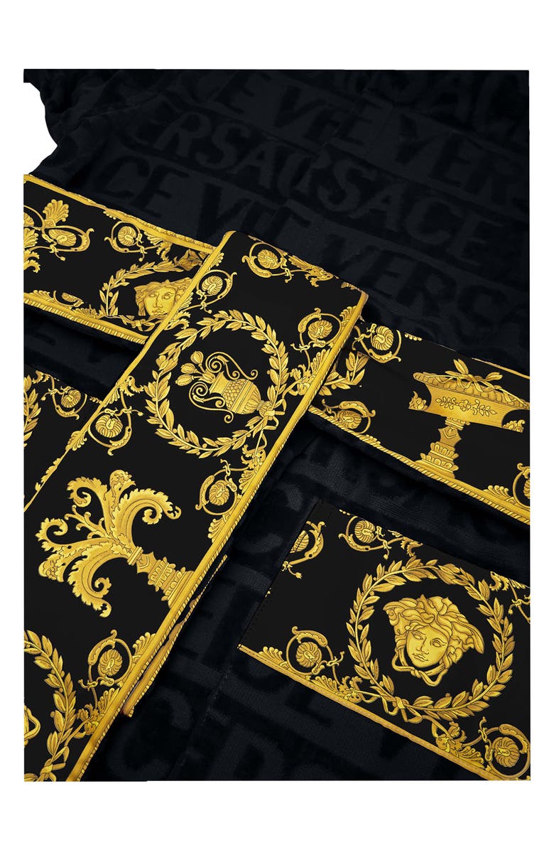 Versace Barocco Hooded Short Bathrobe, Alternate, color, 