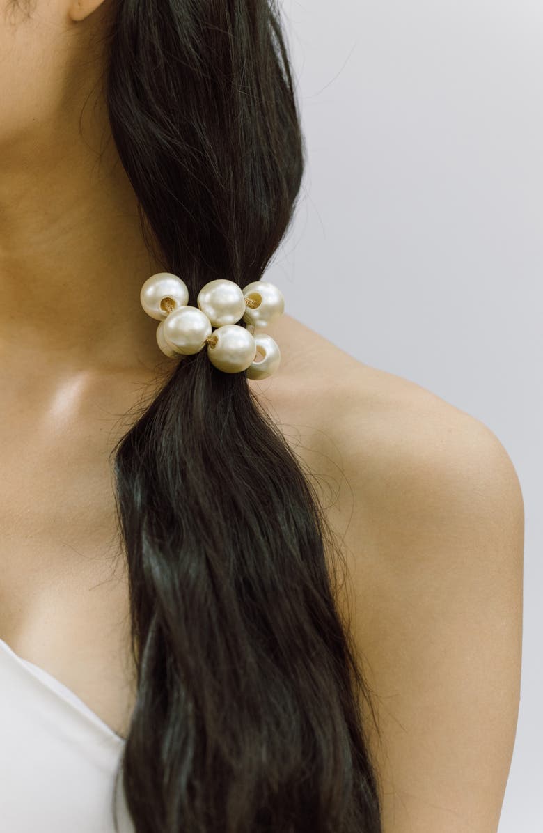 Jennifer Behr Henley Faux Pearl Ponytail Holder, Alternate, color, Pearl