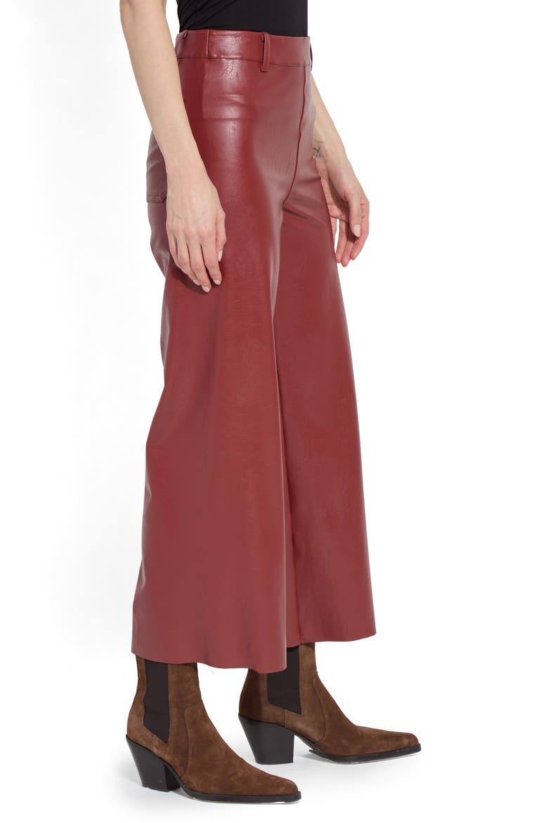 High Waist Faux Leather Wide Leg Pants, Alternate, color, BURNT MAHOGANY