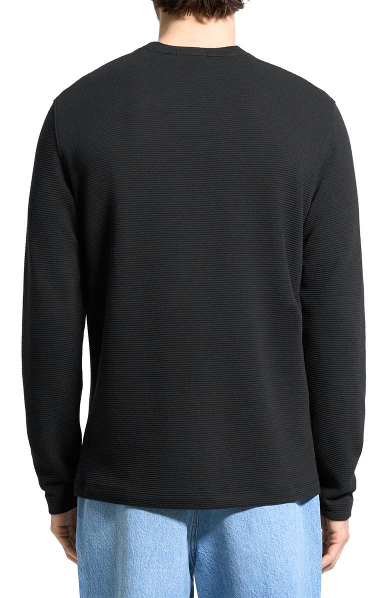 Theory Delroy Textured Long Sleeve T-Shirt, Alternate, color, Black