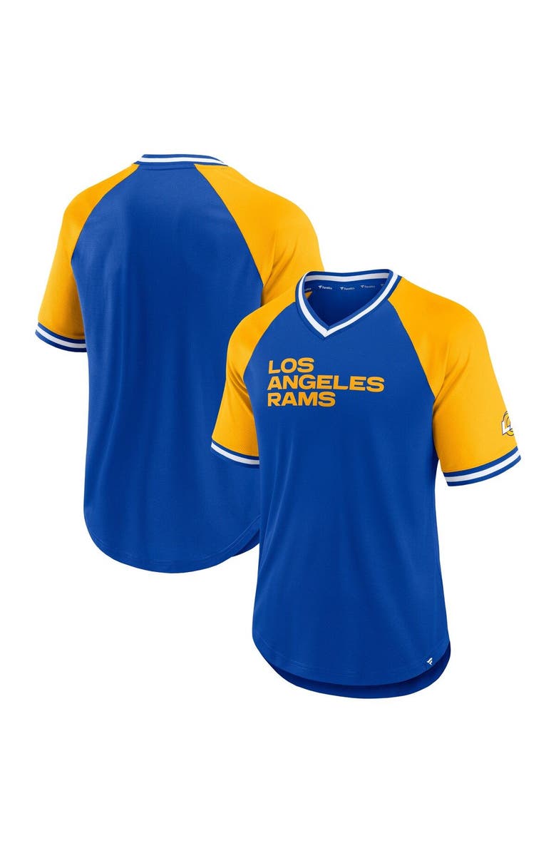 FANATICS Men's Fanatics Branded Royal Los Angeles Rams Second Wind Raglan V-Neck T-Shirt, Main, color, Royal