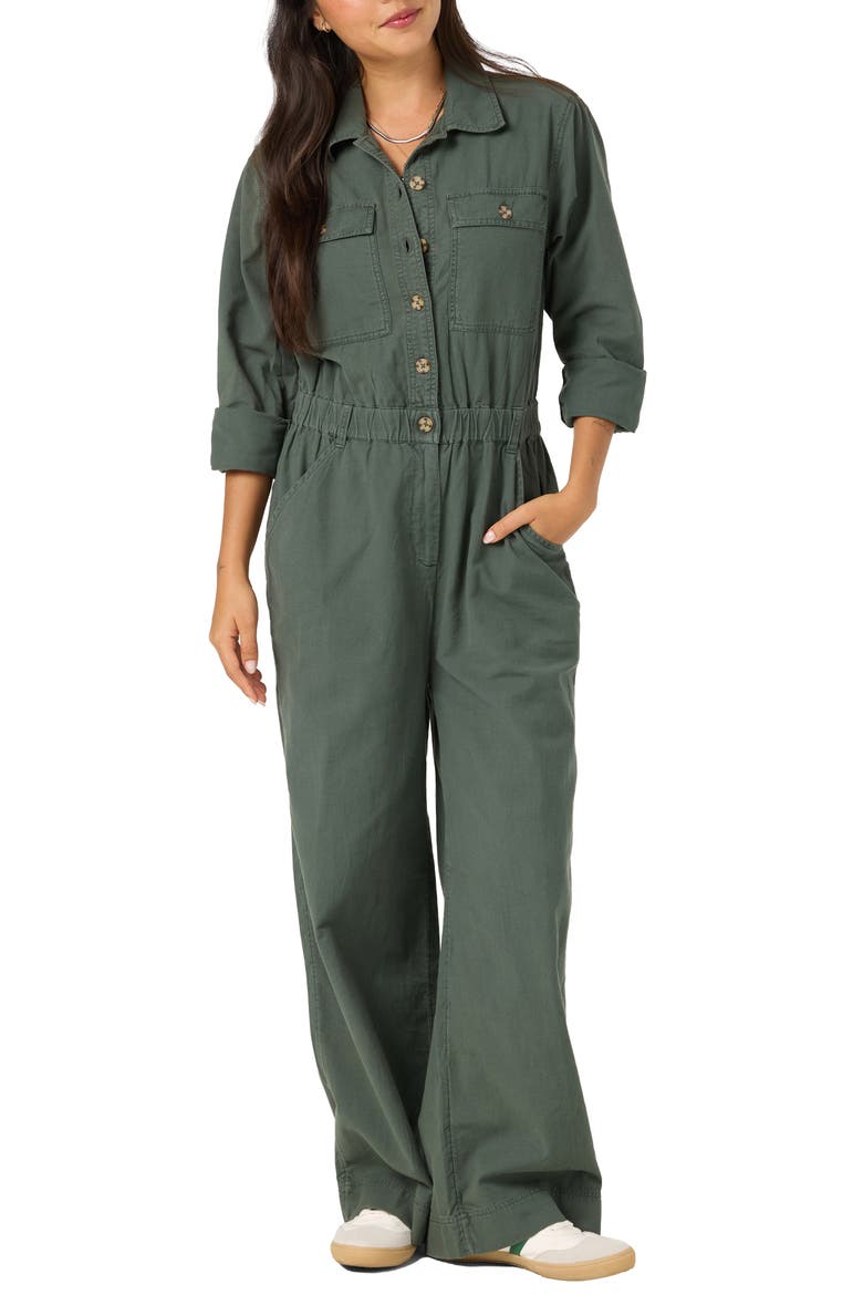 Faye Long Sleeve Jumpsuit, Main, color, HUNTER GREEN