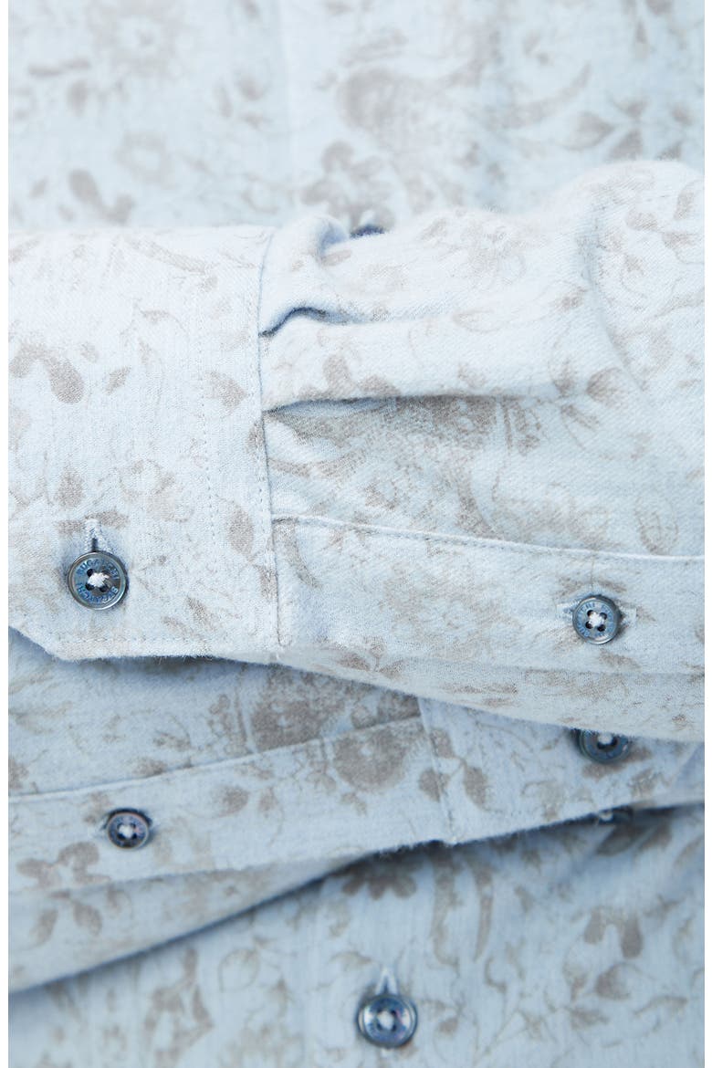 Axel Shaped Fit Abstract Floral Print Button-Up Shirt, Alternate, color, DUSTY BLUE