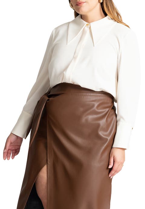 Pointed Collar Button Up Shirt (Plus)