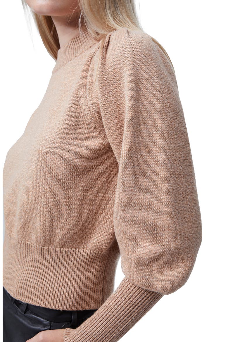 Puff Sleeve Crop Sweater, Alternate, color, CAMEL MEL
