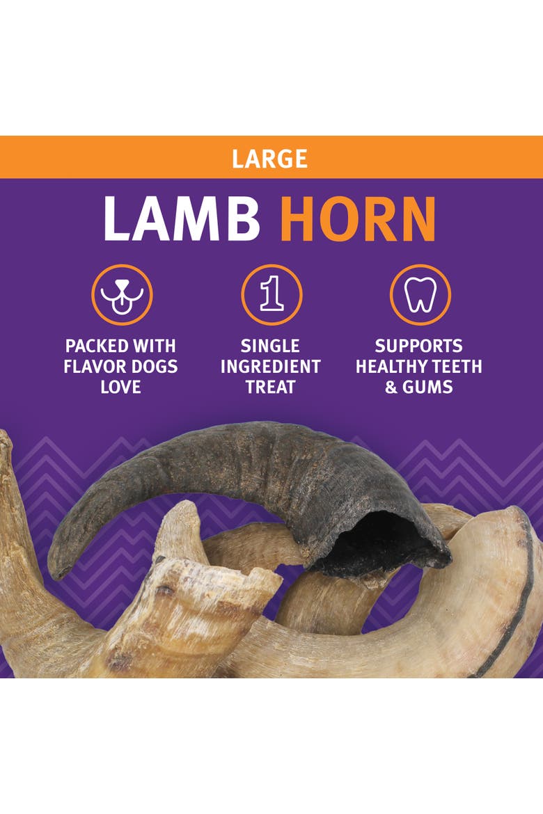 7 Inch Lamb Horn Dog Chews 12 Pack, Alternate, color, Multicolored