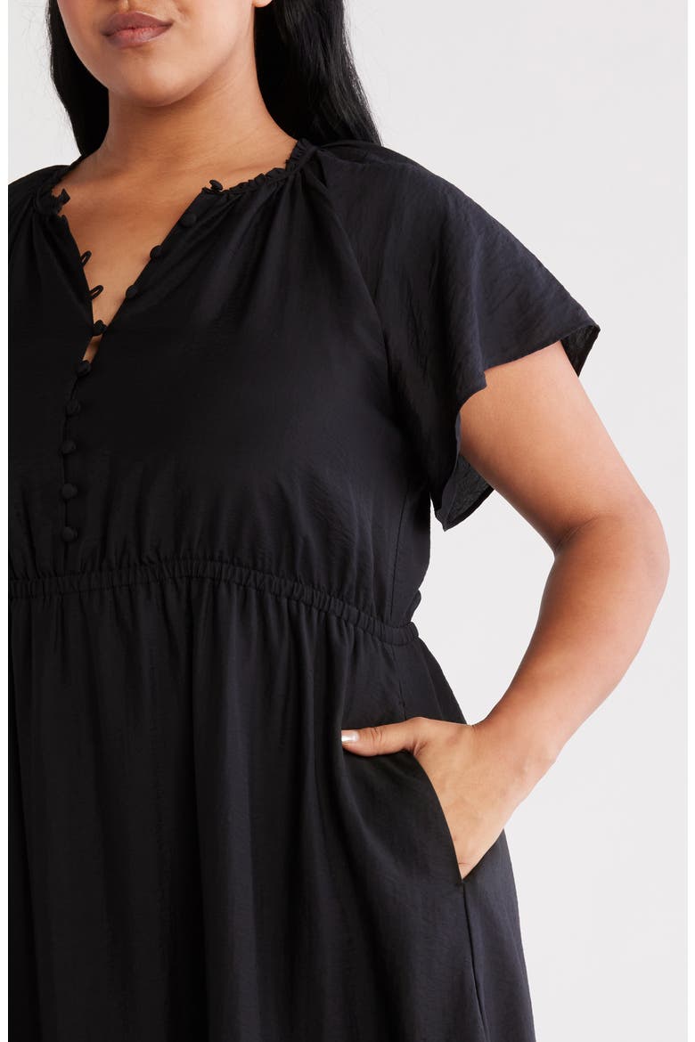 Flutter Sleeve Tiered Dress, Alternate, color, BLACK