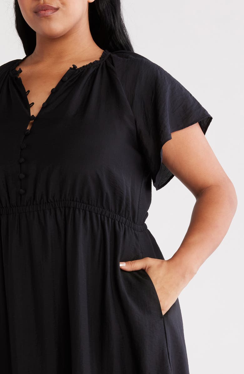 Caslon<sup>®</sup> Flutter Sleeve Tiered Dress, Alternate, color, Black