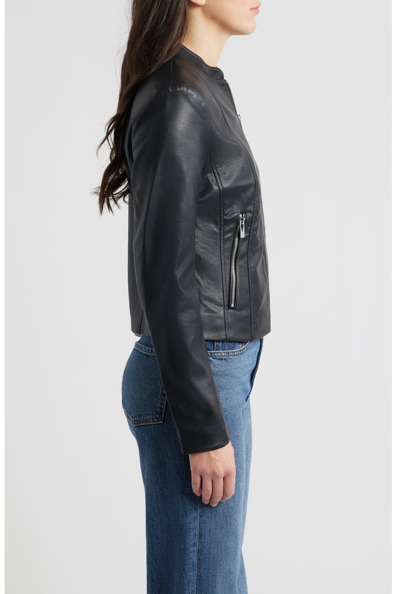 Front Zip Faux Leather Jacket, Alternate, color, BLACK