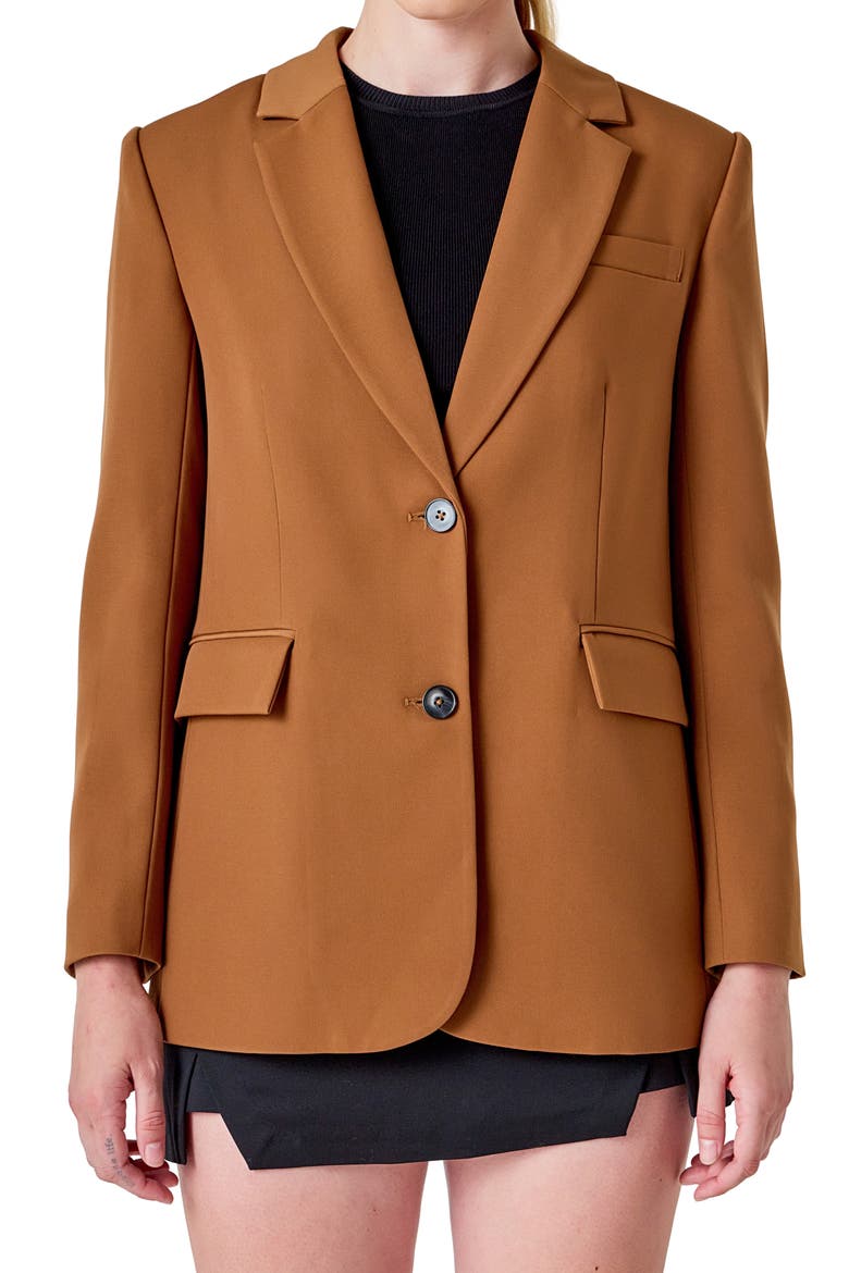 Everyday Oversize Two-Button Blazer, Main, color, CAMEL