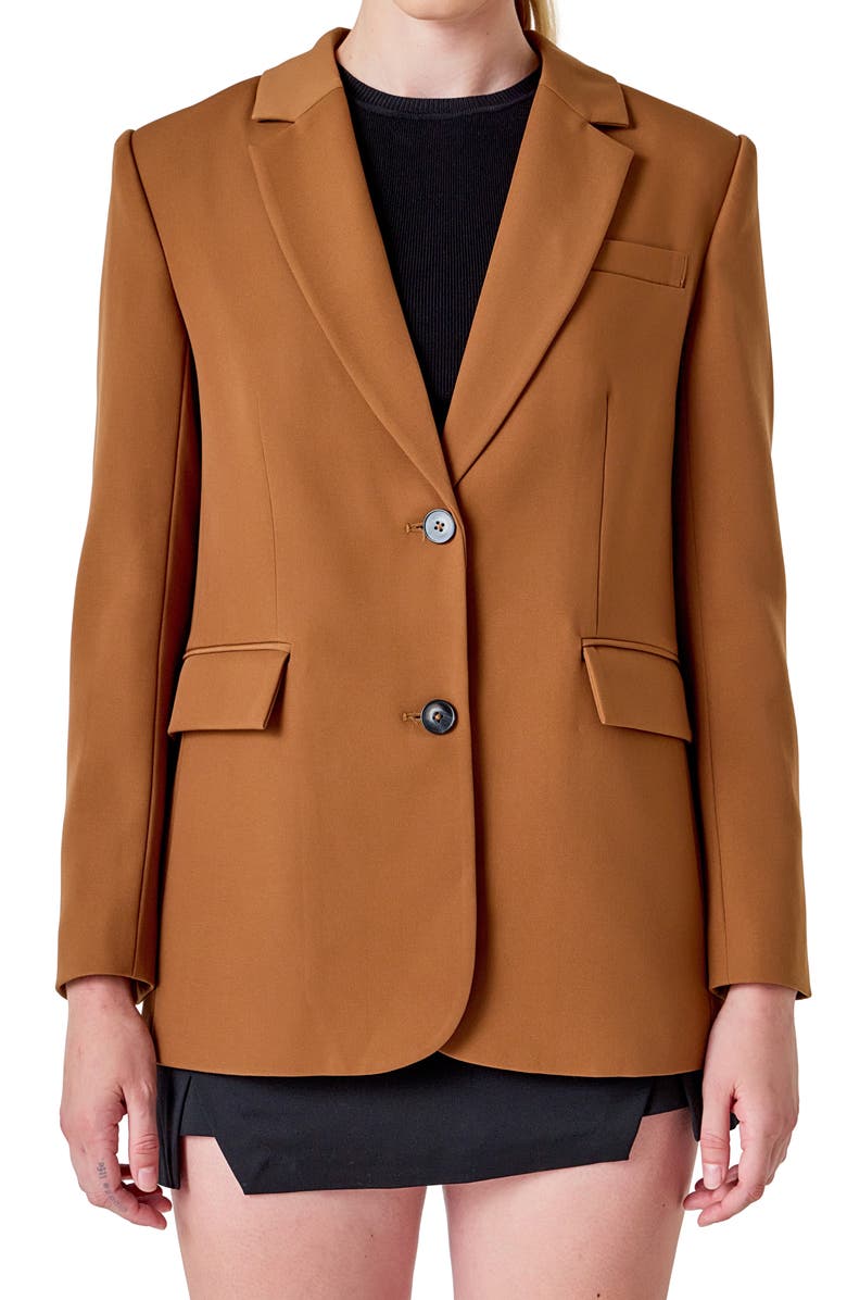 Endless Rose Everyday Oversize Two-Button Blazer, Main, color, Camel