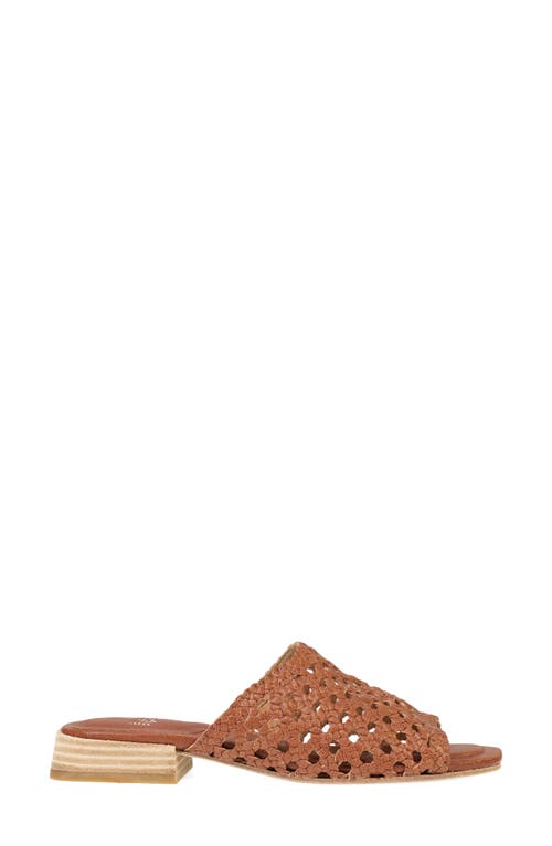 Eileen Fisher Folie Woven Leather Slide Sandals In Russet